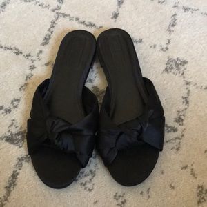 Forever 21 faux satin slip on sandals